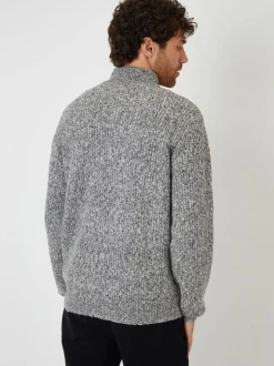Threadbare Grey Knitted Quarter Zip Jumper