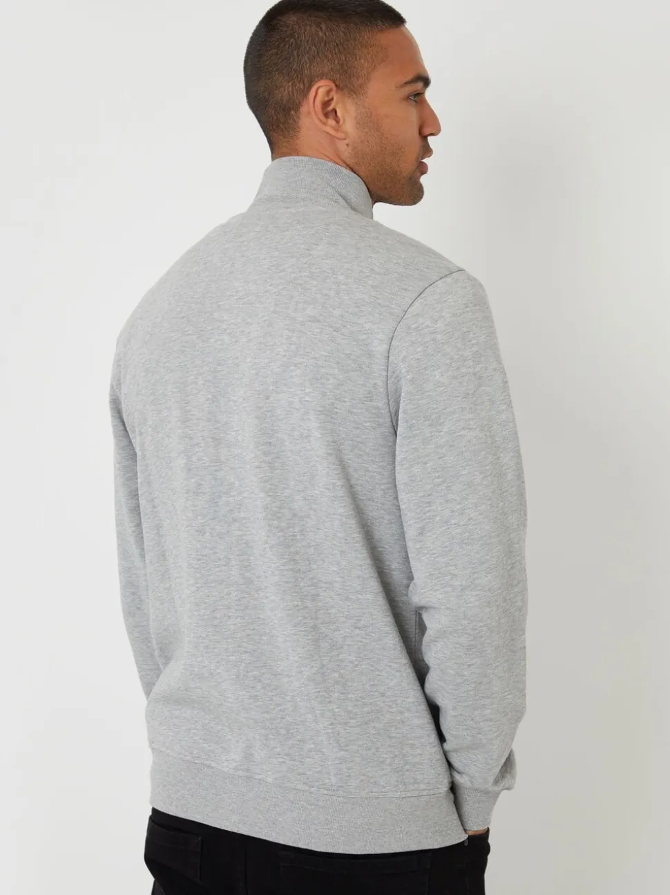 Threadbare Grey Light Funnel Quarter Zip Through Sweatshirt