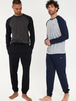 Threadbare Grey Long Raglan Lounge Sets 2 Pack