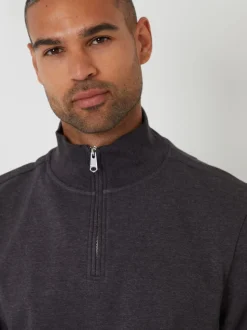 Threadbare Grey Mock T-Shirt Quarter Zip Sweatshirt