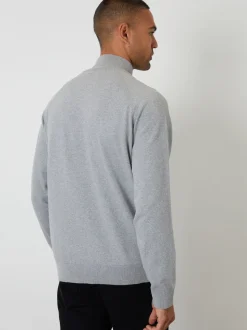 Threadbare Grey Mock T-Shirt Textured Knit Quarter Zip Jumper
