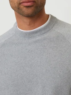 Threadbare Grey Mock T-Shirt Textured Knit Crew Neck Jumper