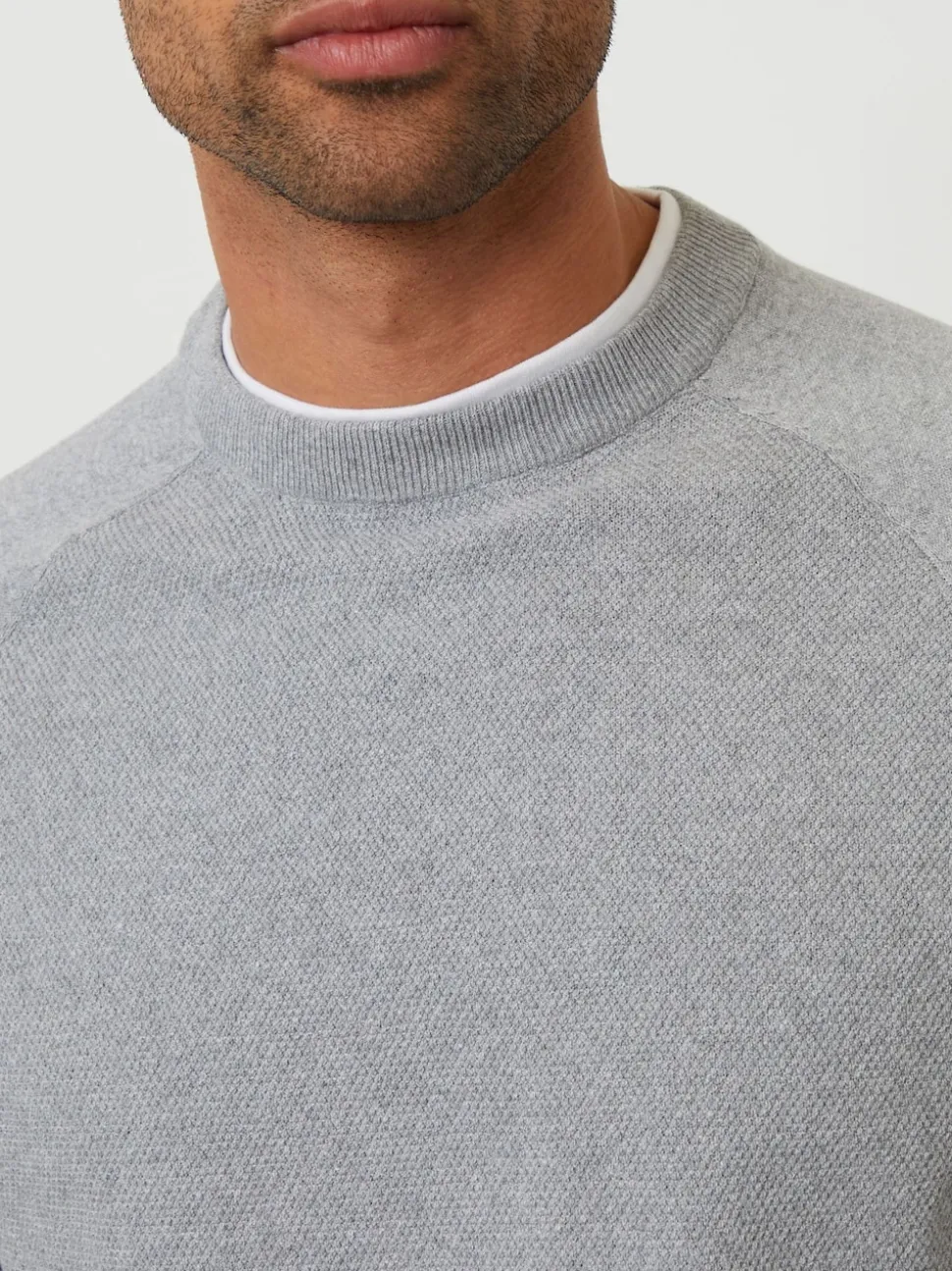 Threadbare Grey Mock T-Shirt Textured Knit Crew Neck Jumper