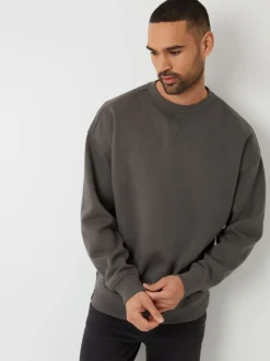 Threadbare Grey Oversized Fit Crew Neck Sweatshirt