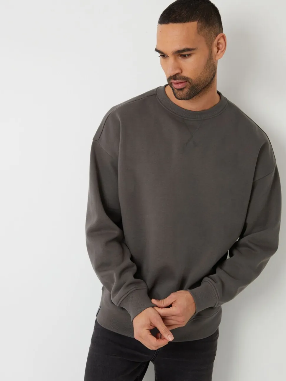 Threadbare Grey Oversized Fit Crew Neck Sweatshirt