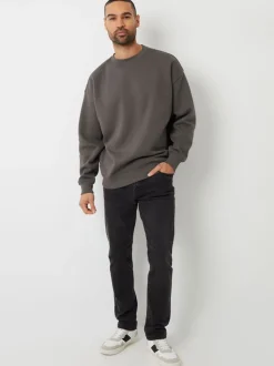 Threadbare Grey Oversized Fit Crew Neck Sweatshirt