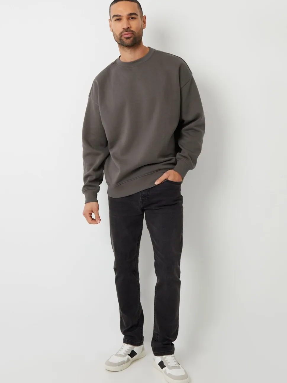 Threadbare Grey Oversized Fit Crew Neck Sweatshirt