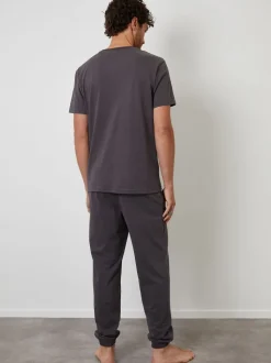 Threadbare Grey Peached Cotton Pyjamas Set