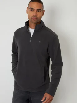 Threadbare Grey Quarter Zip Microfleece Sweatshirt