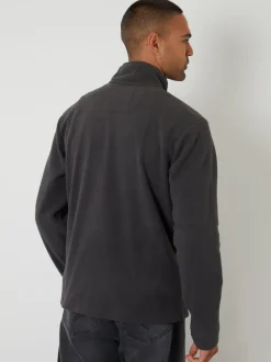 Threadbare Grey Quarter Zip Microfleece Sweatshirt