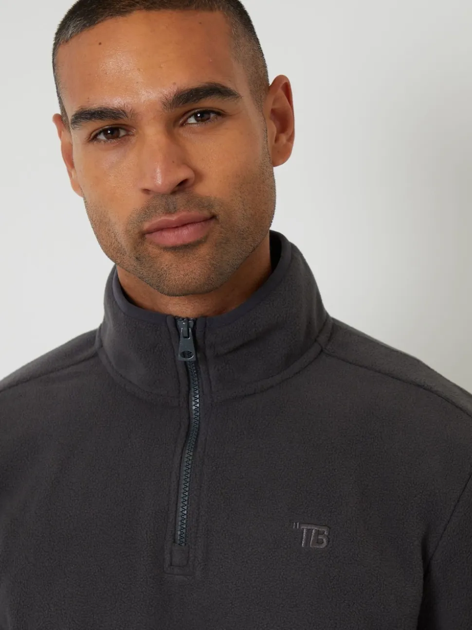 Threadbare Grey Quarter Zip Microfleece Sweatshirt