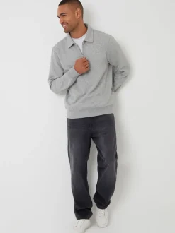 Threadbare Grey Quarter Zip Collared Sweatshirt
