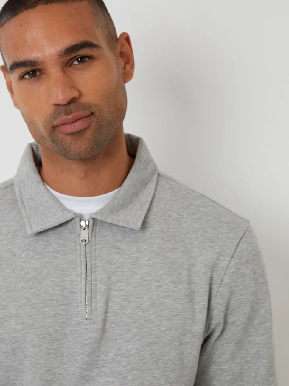 Threadbare Grey Quarter Zip Collared Sweatshirt