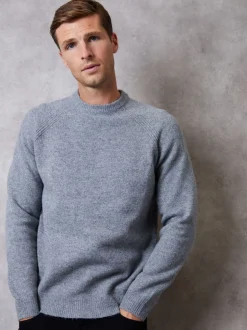 Threadbare Grey Raglan Rib Knitted Crew Neck Jumper
