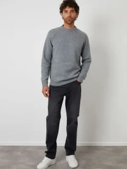 Threadbare Grey Raglan Rib Knitted Crew Neck Jumper