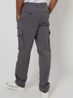 Threadbare Grey Relaxed Fit Stretch Cargo Chinos Trousers