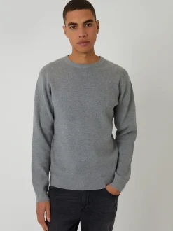 Threadbare Grey Rib Knit Crew Neck Jumper