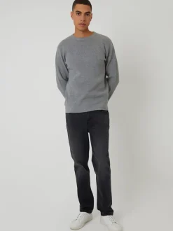 Threadbare Grey Rib Knit Crew Neck Jumper
