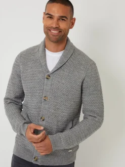 Threadbare Grey Shawl Collar Knitted Cardigan