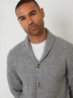 Threadbare Grey Shawl Collar Knitted Cardigan