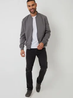 Threadbare Grey Showerproof Classic Bomber Jacket