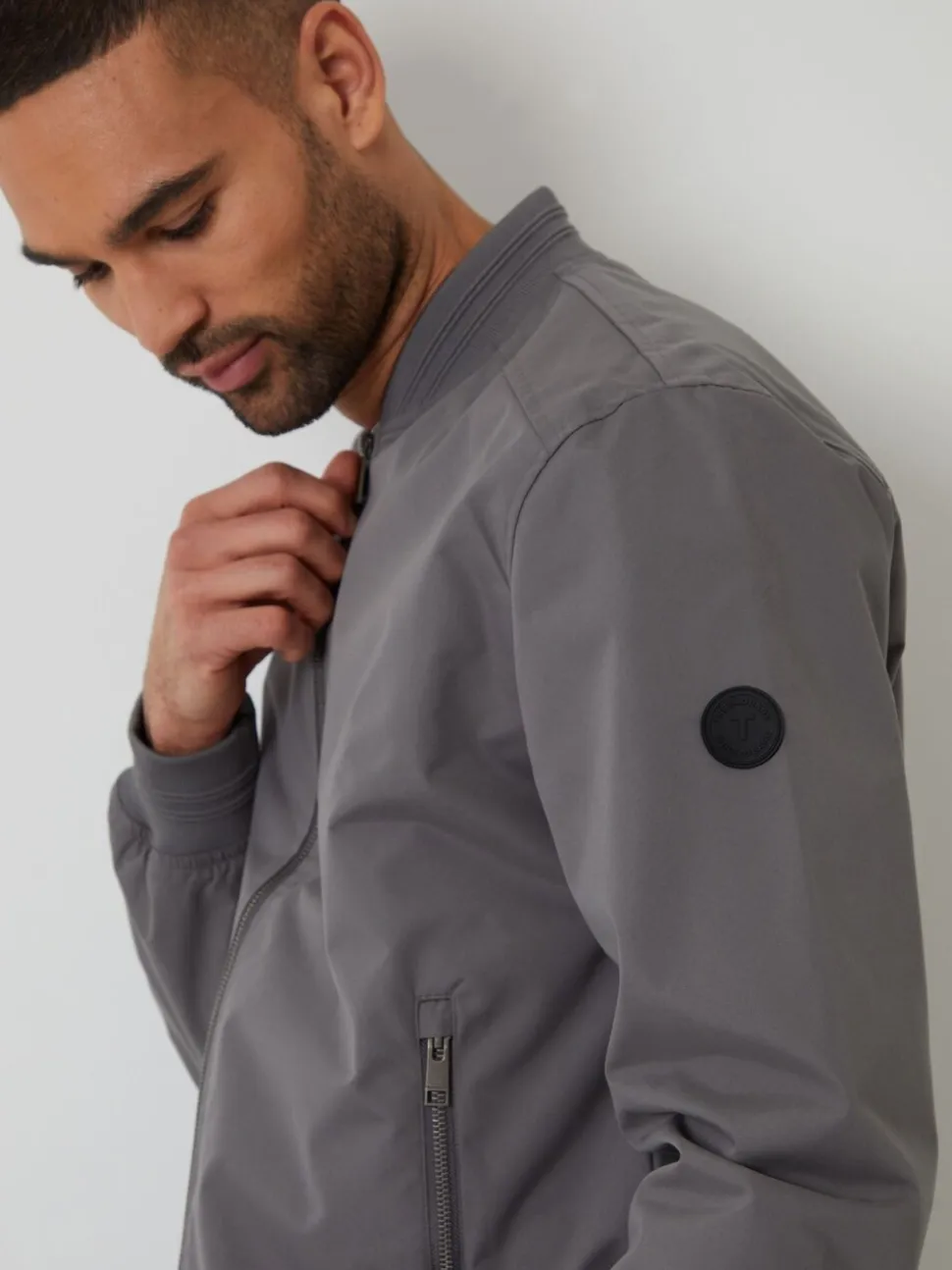 Threadbare Grey Showerproof Classic Bomber Jacket