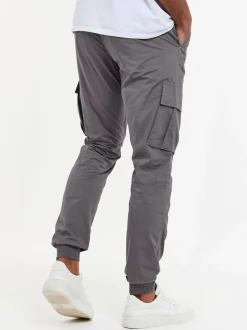 Threadbare Grey Slim Fit Cuffed Cargo 100% Cotton Trousers