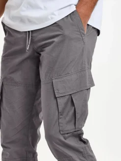 Threadbare Grey Slim Fit Cuffed Cargo 100% Cotton Trousers