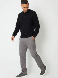 Threadbare Grey Straight Leg Canvas Trousers With Stretch