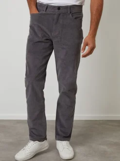 Threadbare Grey Straight Leg 5 Pocket Stretch Corduroy Trousers