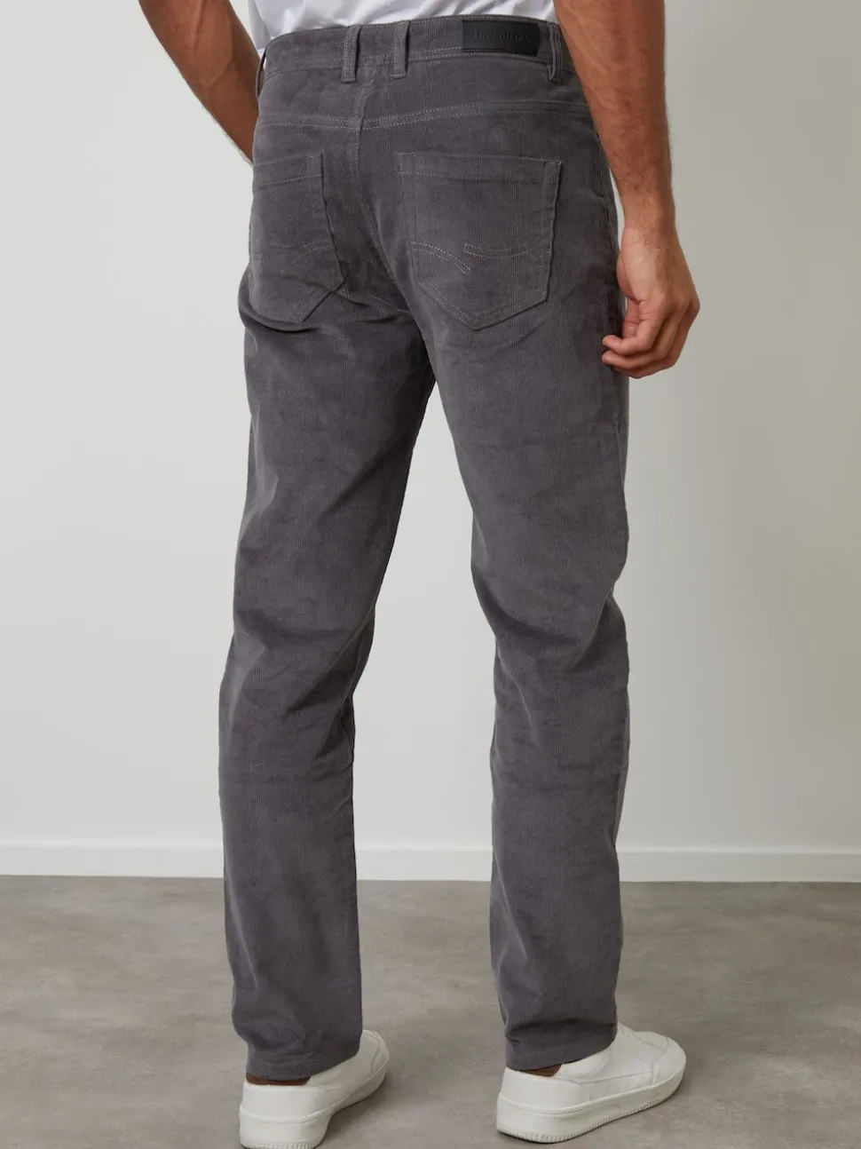 Threadbare Grey Straight Leg 5 Pocket Stretch Corduroy Trousers
