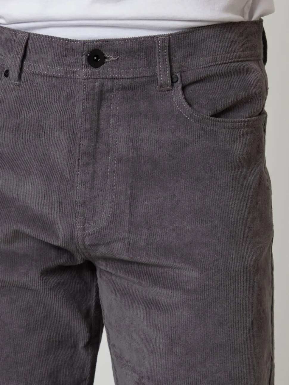 Threadbare Grey Straight Leg 5 Pocket Stretch Corduroy Trousers