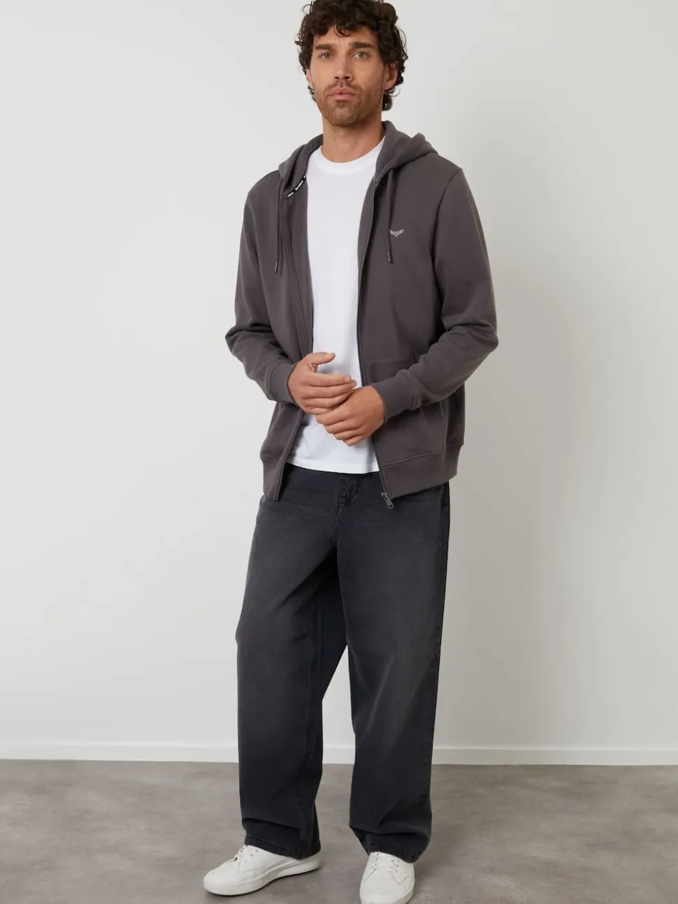 Threadbare Grey Zip Through Hoodie