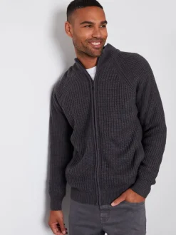 Threadbare Grey Zip Up Cardigan with Microfleece Lining