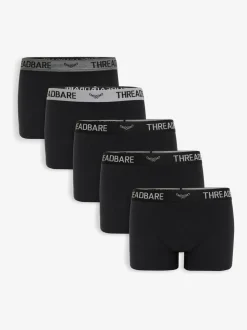 Threadbare Grey/Black Hipster Fit Boxer Shorts (5 Pack)