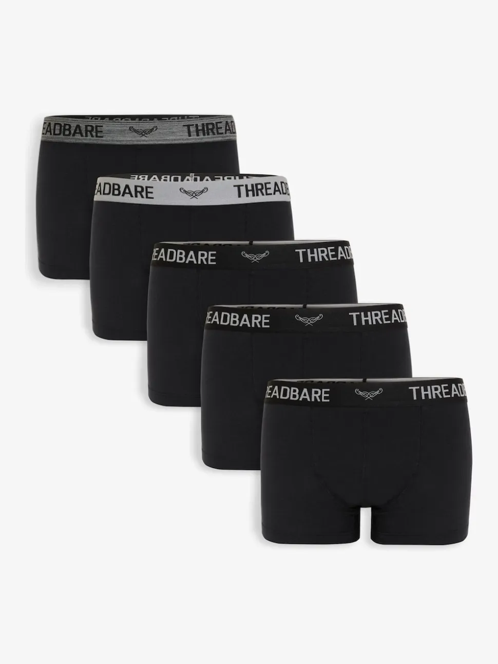 Threadbare Grey/Black Hipster Fit Boxer Shorts (5 Pack)