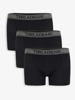 Threadbare Grey/Black Hipster Fit Boxer Shorts 3 Pack