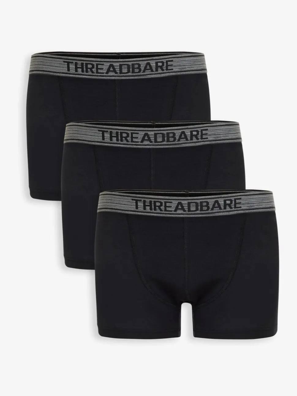 Threadbare Grey/Black Hipster Fit Boxer Shorts 3 Pack