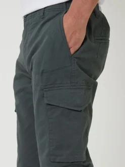 Threadbare Khaki Cotton Cargo Trousers With Stretch