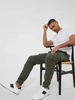 Threadbare Khaki Cotton Jogger Style Cargo Trousers With Stretch