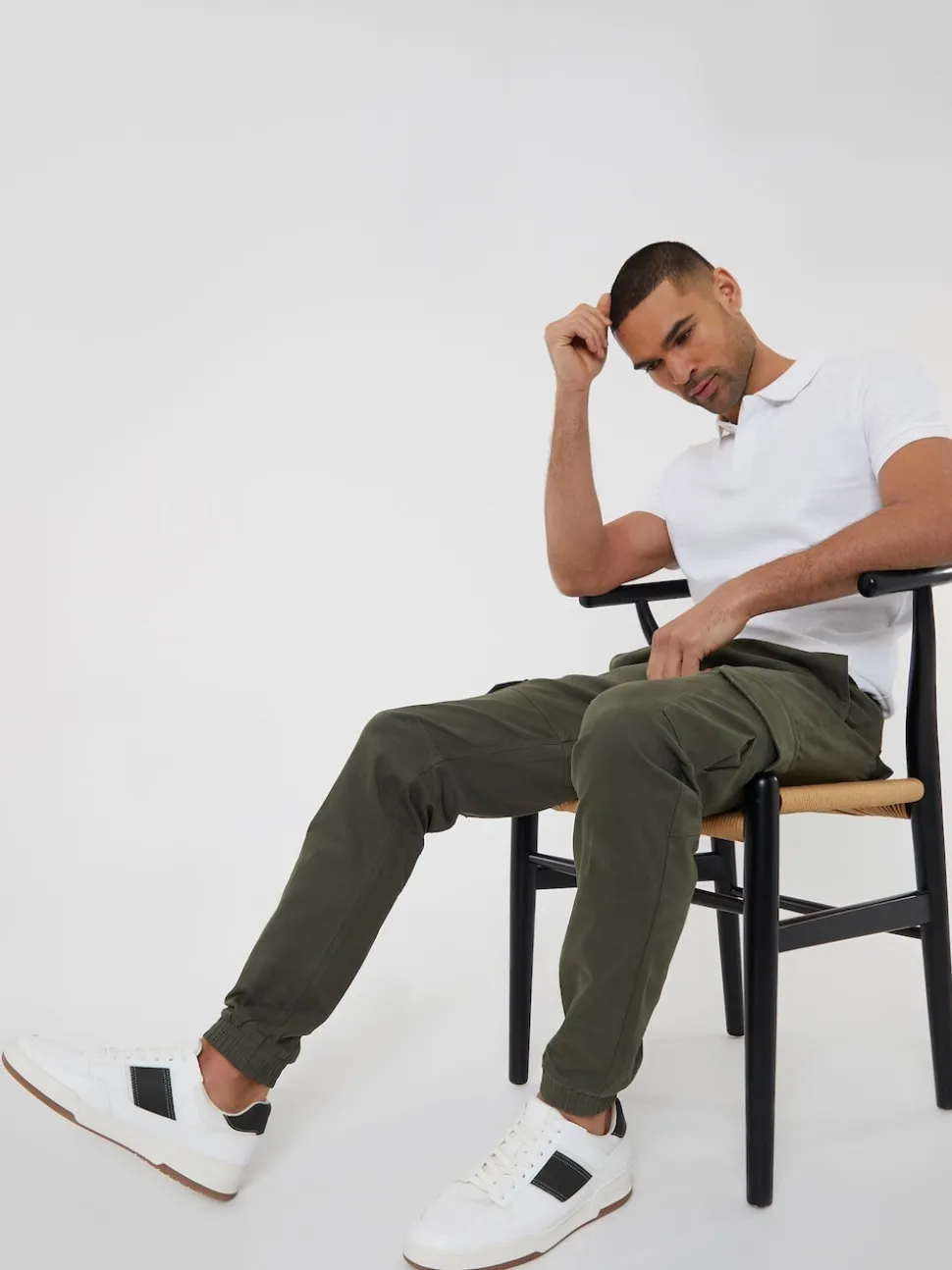 Threadbare Khaki Cotton Jogger Style Cargo Trousers With Stretch