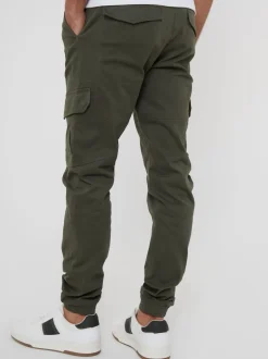 Threadbare Khaki Cotton Jogger Style Cargo Trousers With Stretch