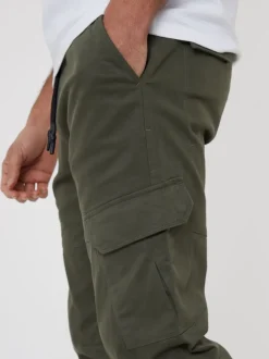 Threadbare Khaki Cotton Jogger Style Cargo Trousers With Stretch