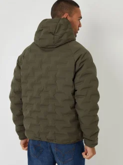 Threadbare Khaki Hooded Quilted Jacket