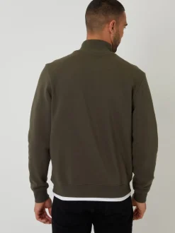 Threadbare Khaki Mock T-Shirt Quarter Zip Sweatshirt