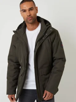 Threadbare Khaki Showerproof Longline Hooded Padded Jacket