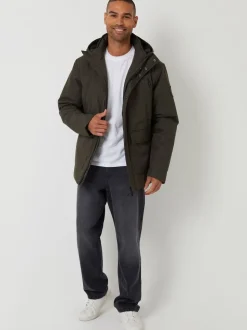 Threadbare Khaki Showerproof Longline Hooded Padded Jacket