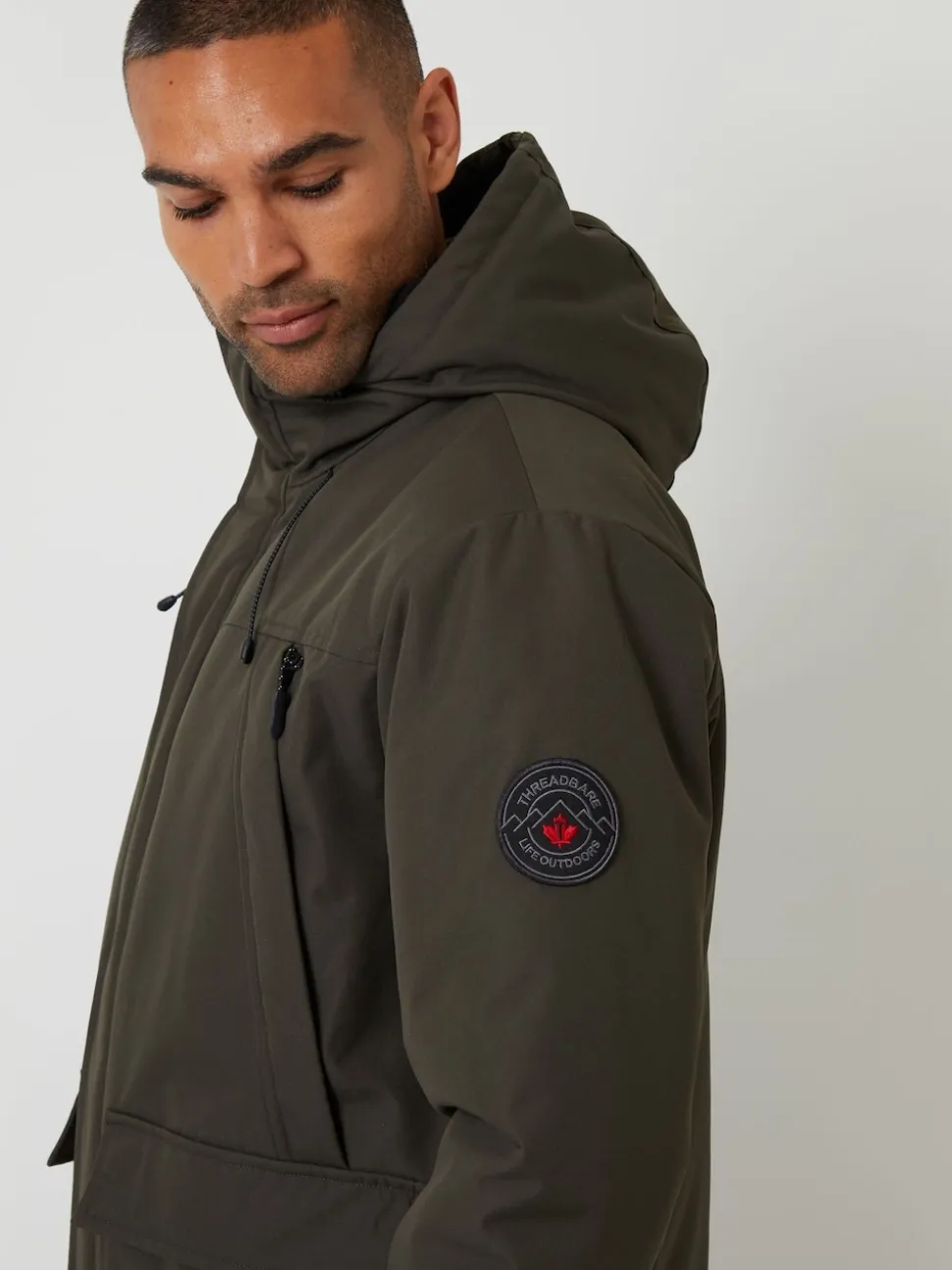 Threadbare Khaki Showerproof Longline Hooded Padded Jacket