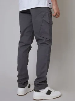 Threadbare Light Grey Cotton Cargo Trousers With Stretch