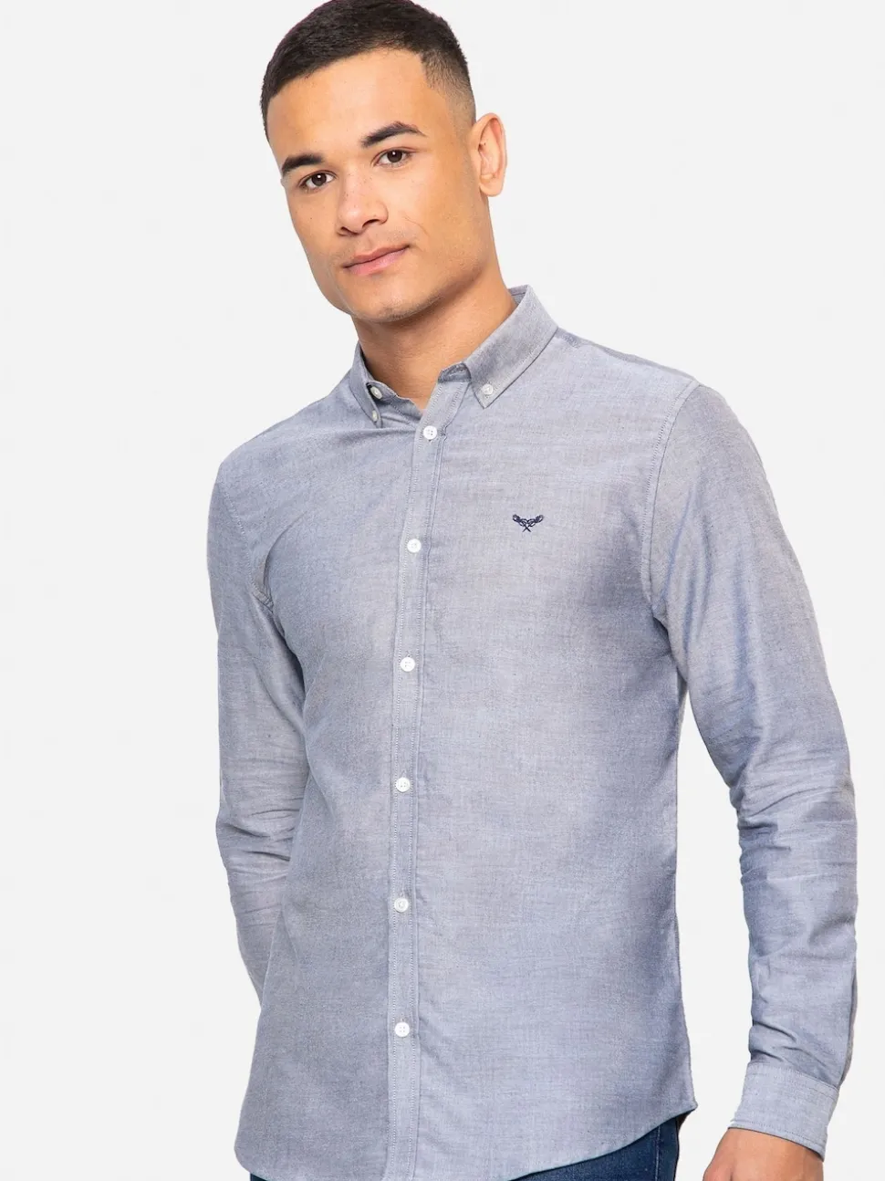 Threadbare Light Grey Oxford Long Sleeve Shirt